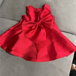 Rare Editions Scarlet Dress with Elegant Bow